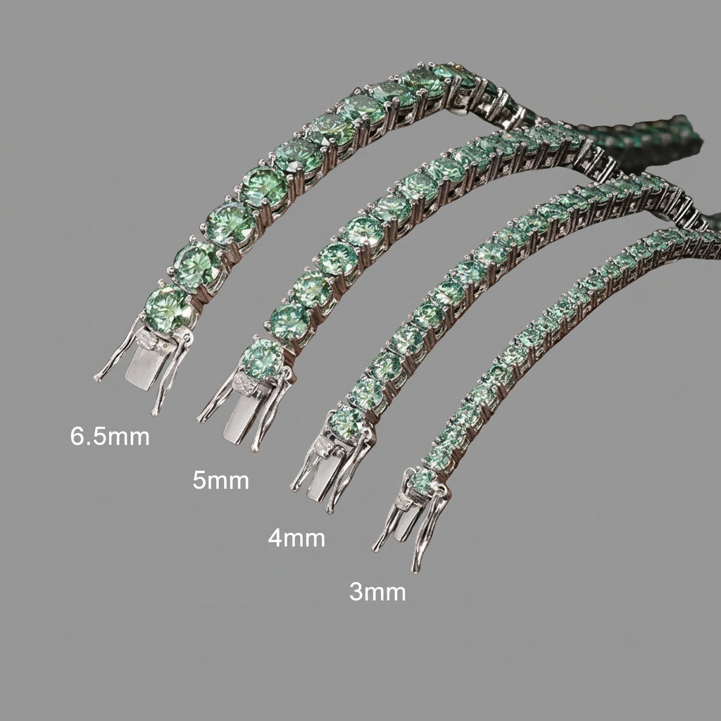 Exquisite Green Moissanite Diamond Tennis Bracelet