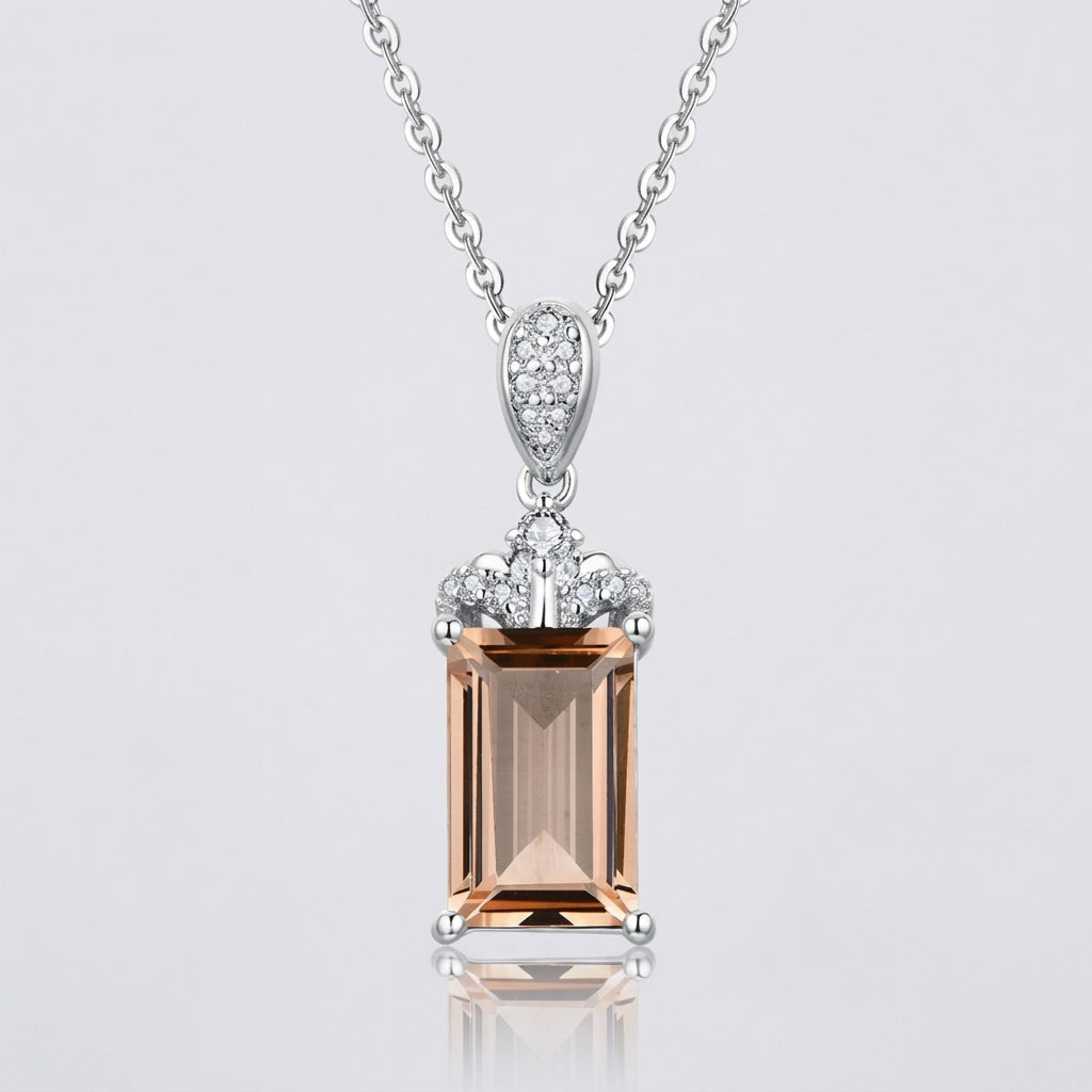 3.2 carat morganite necklace,