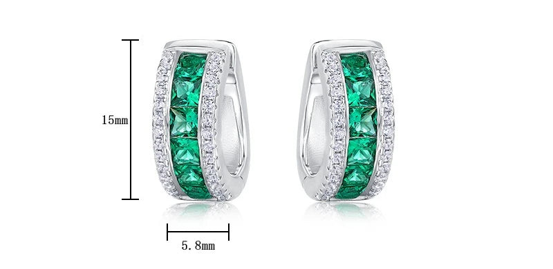 Emerald & Diamond Stud Earrings. Lab Grown