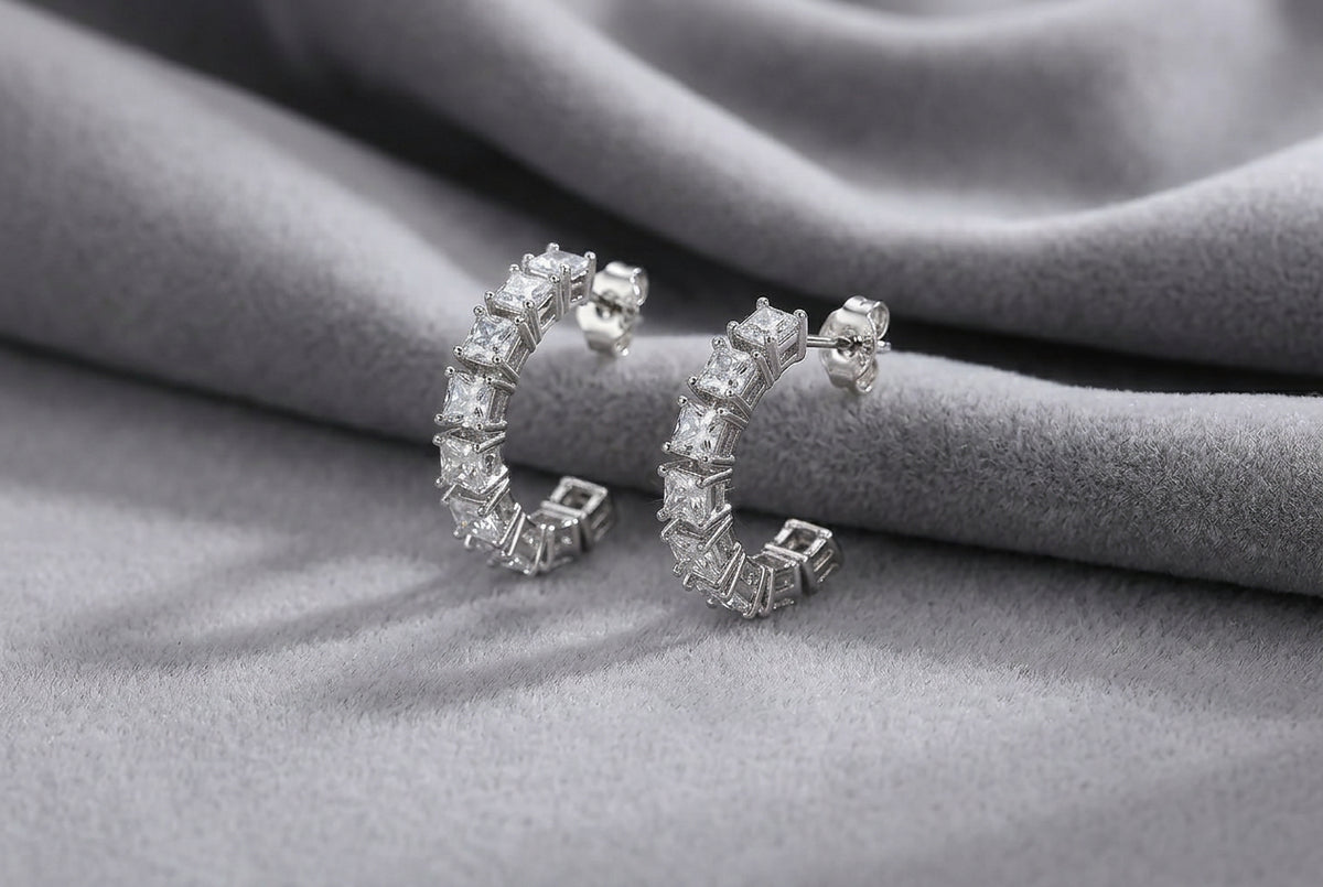 2.82CT Moissanite Drop Earrings – 18K White Gold Plated