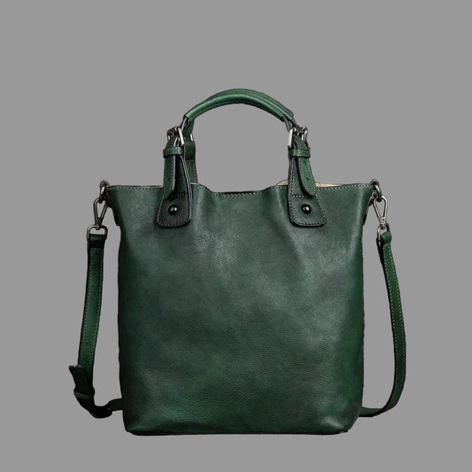 Retro Inspired Timeless Leather Handbag for All-Season Wear. Rich Colors.  Allows for Great Organization.