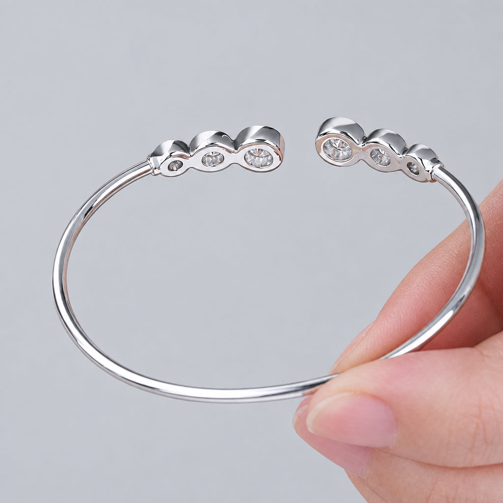 Adjustable Moissanite Bracelet, Sterling Silver VVS1 Clarity
