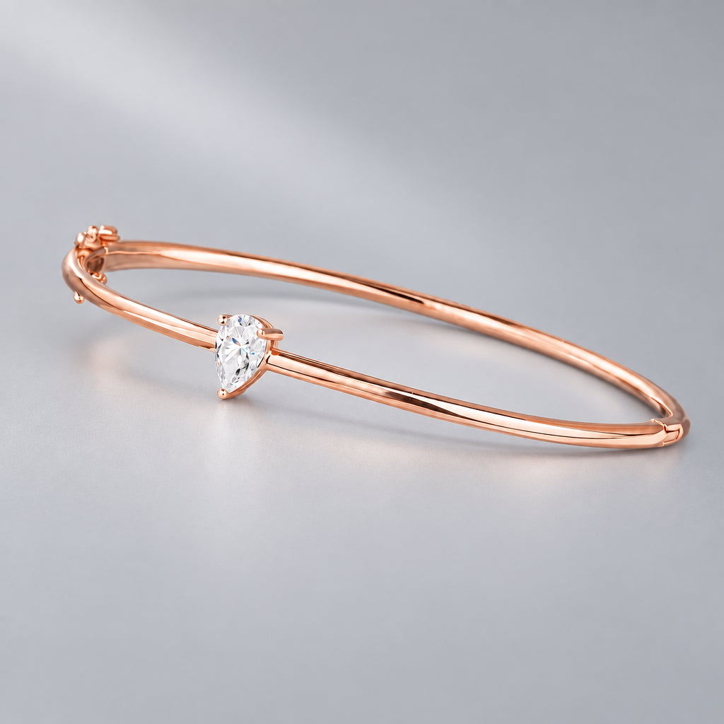 One Carat Pear-Shaped Moissanite Sterling Silver Bracelet