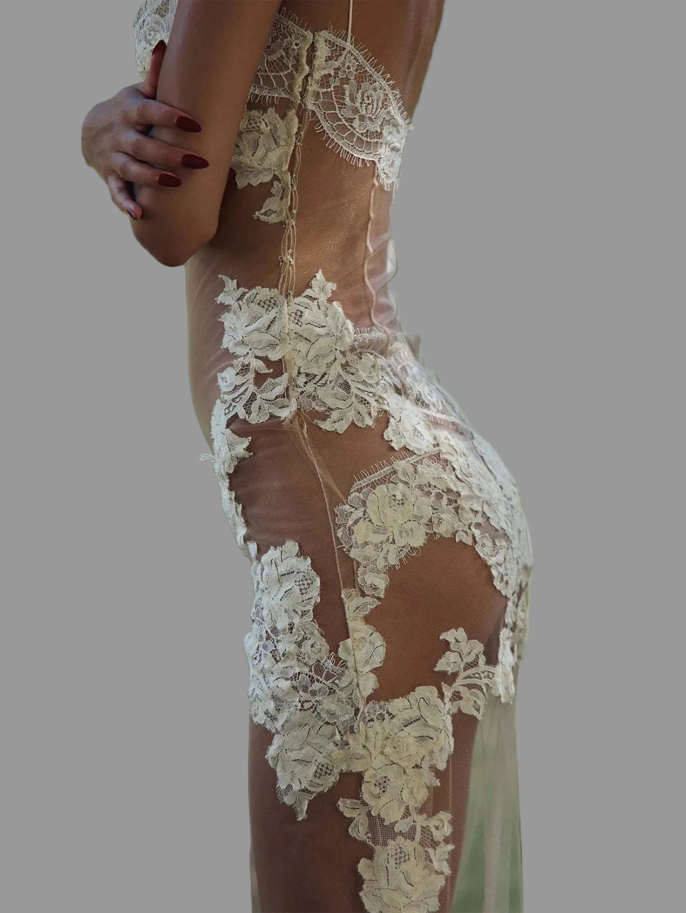 Midnight Muse Mesh‑Lace Maxi