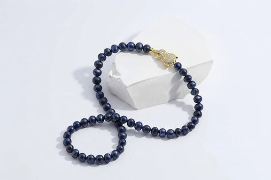 Stunning Dark Blue Freshwater Pearl Necklace
