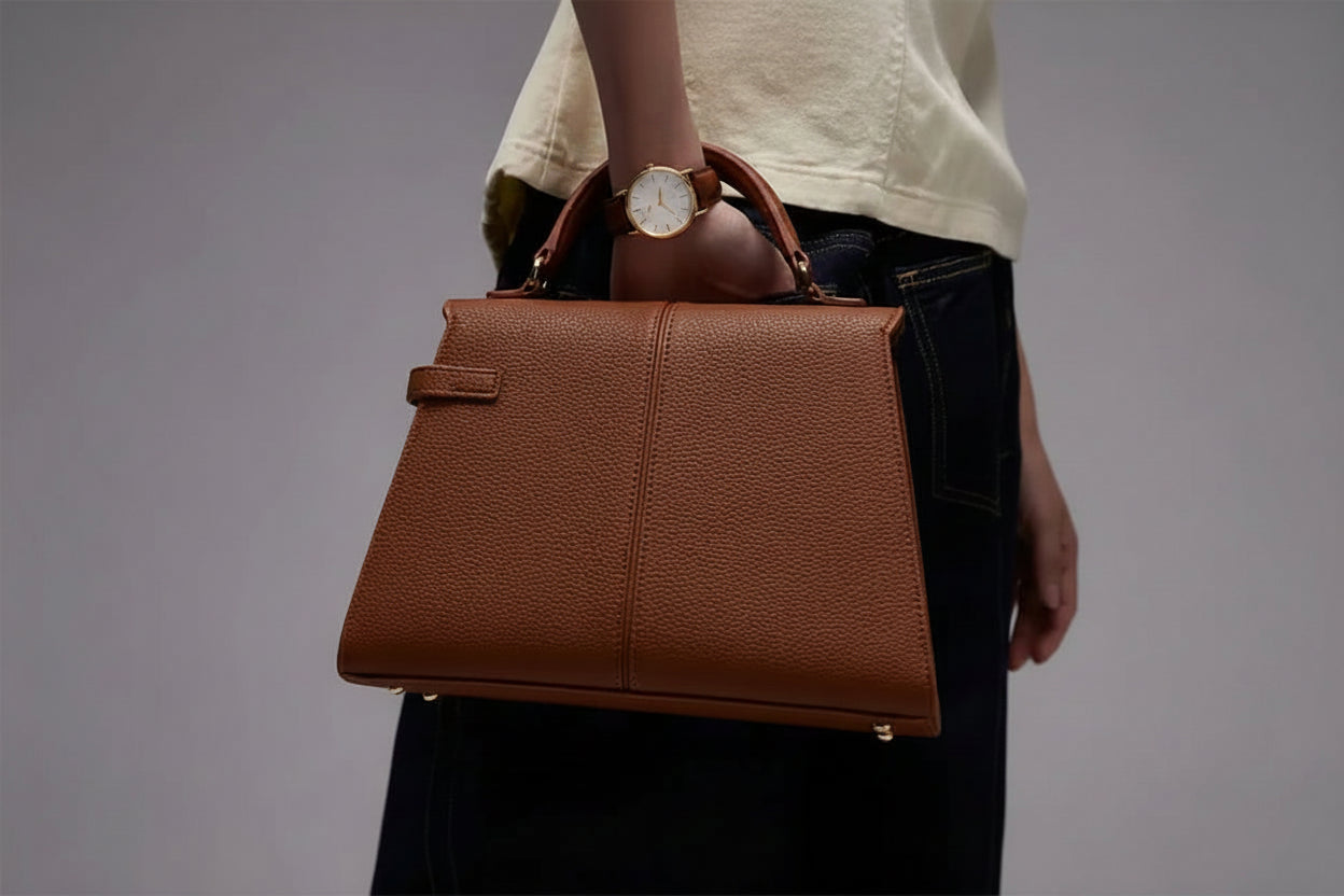 Trapezoid Leather Crossbody — Small, Sleek, Essential