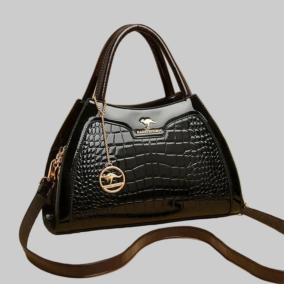 Sleek Women’s Patent Leather Bag with Organized Interior