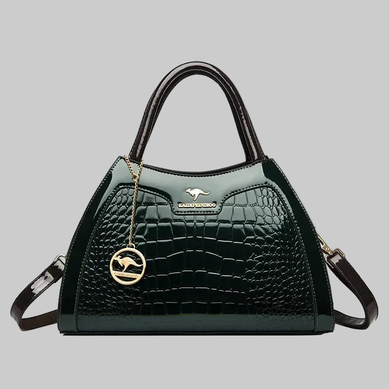 Sleek Women’s Patent Leather Bag with Organized Interior