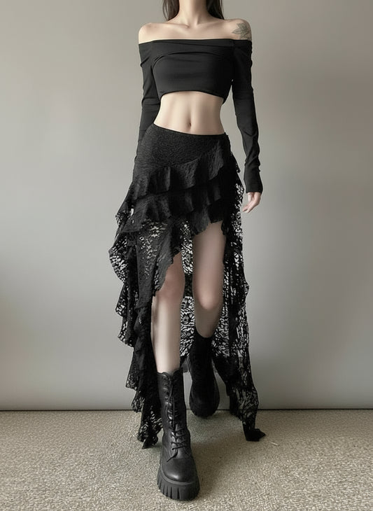 Multi Layered Ruffle Lace Skirt in Three Classic Colors