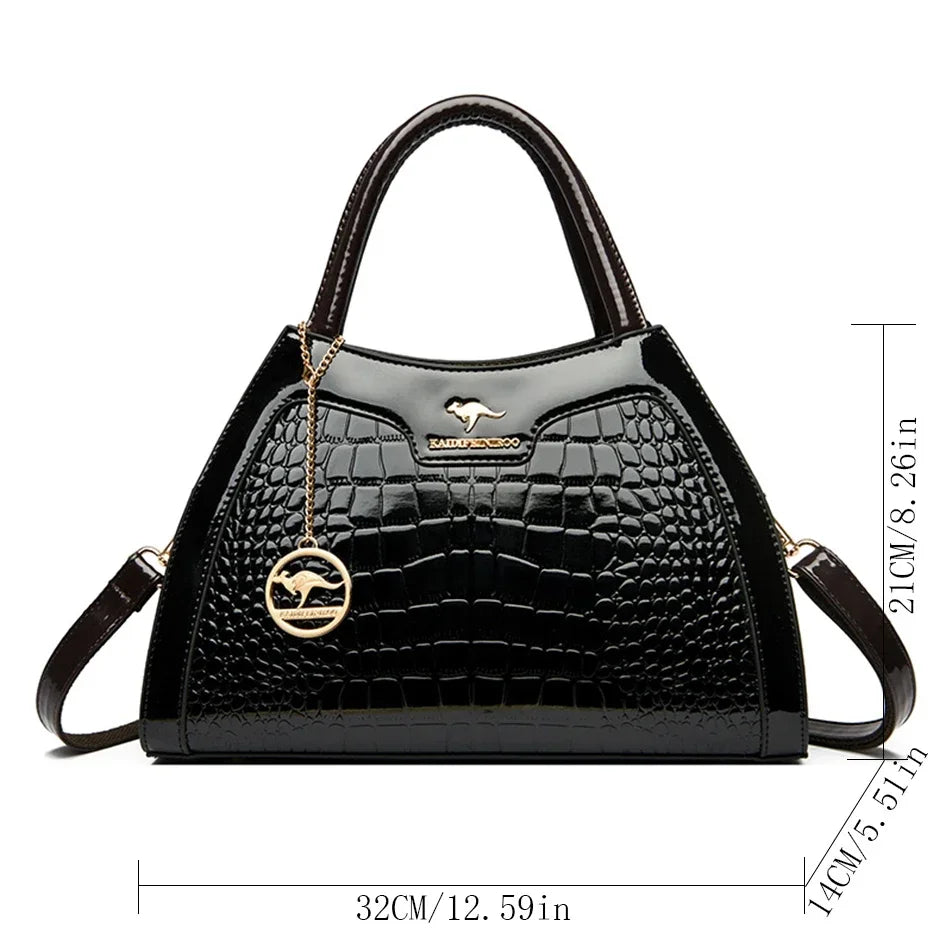 Sleek Women’s Patent Leather Bag with Organized Interior