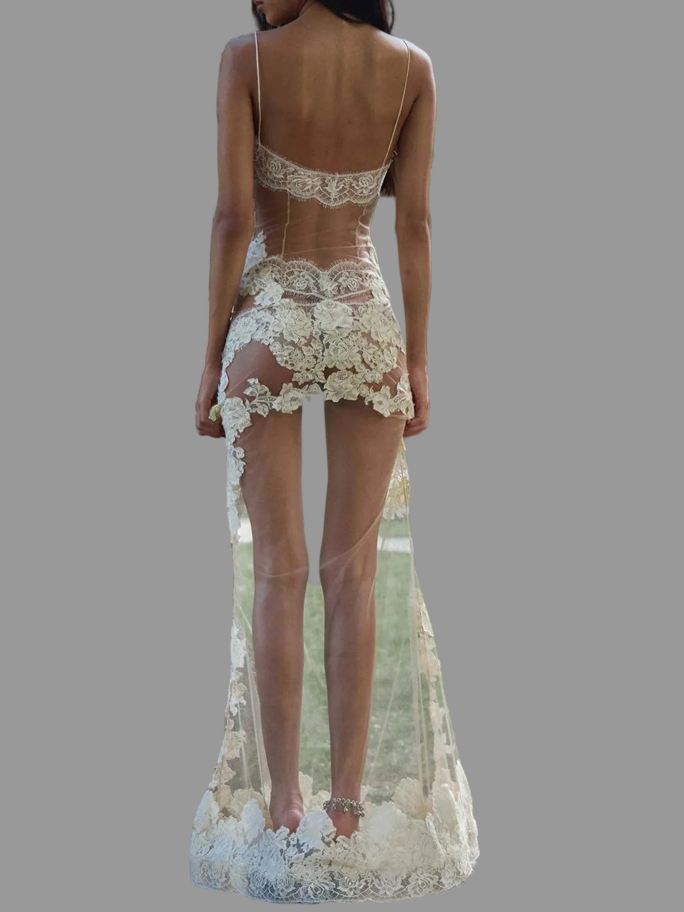 Midnight Muse Mesh‑Lace Maxi