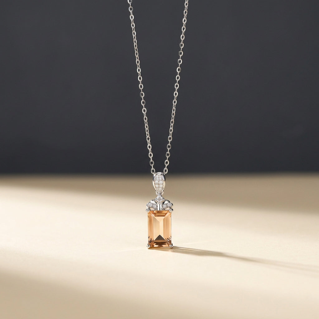 3.2 carat morganite necklace,