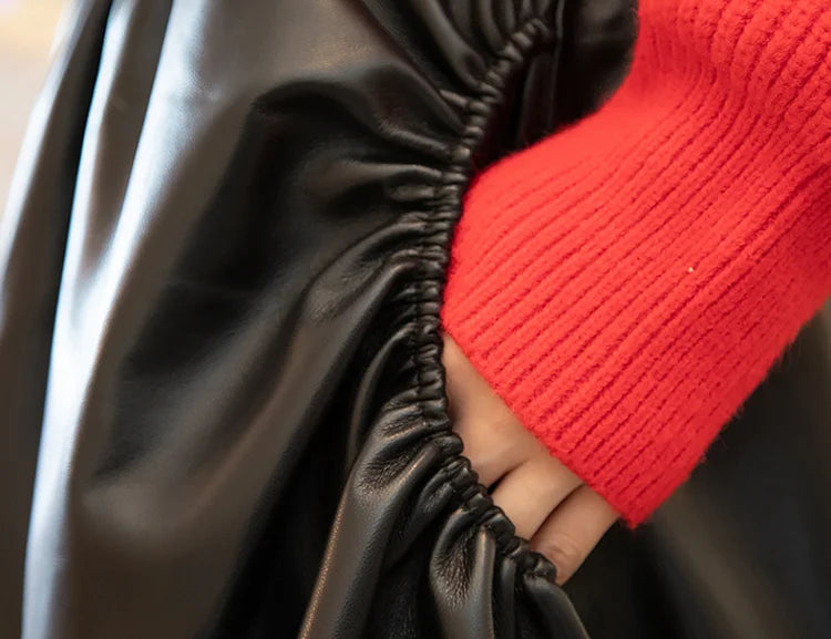 Bowknot Genuine Leather Skirt.  Eclectic and Stylish.