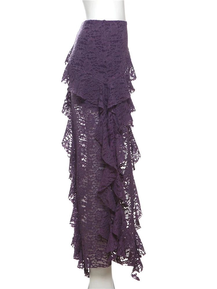 Multi Layered Ruffle Lace Skirt in Three Classic Colors