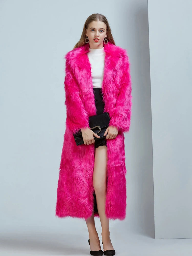 Fabulous Faux Fur Coat Designed to Turn Heads. Vibrant Blue, Pink or Traditional White or Black