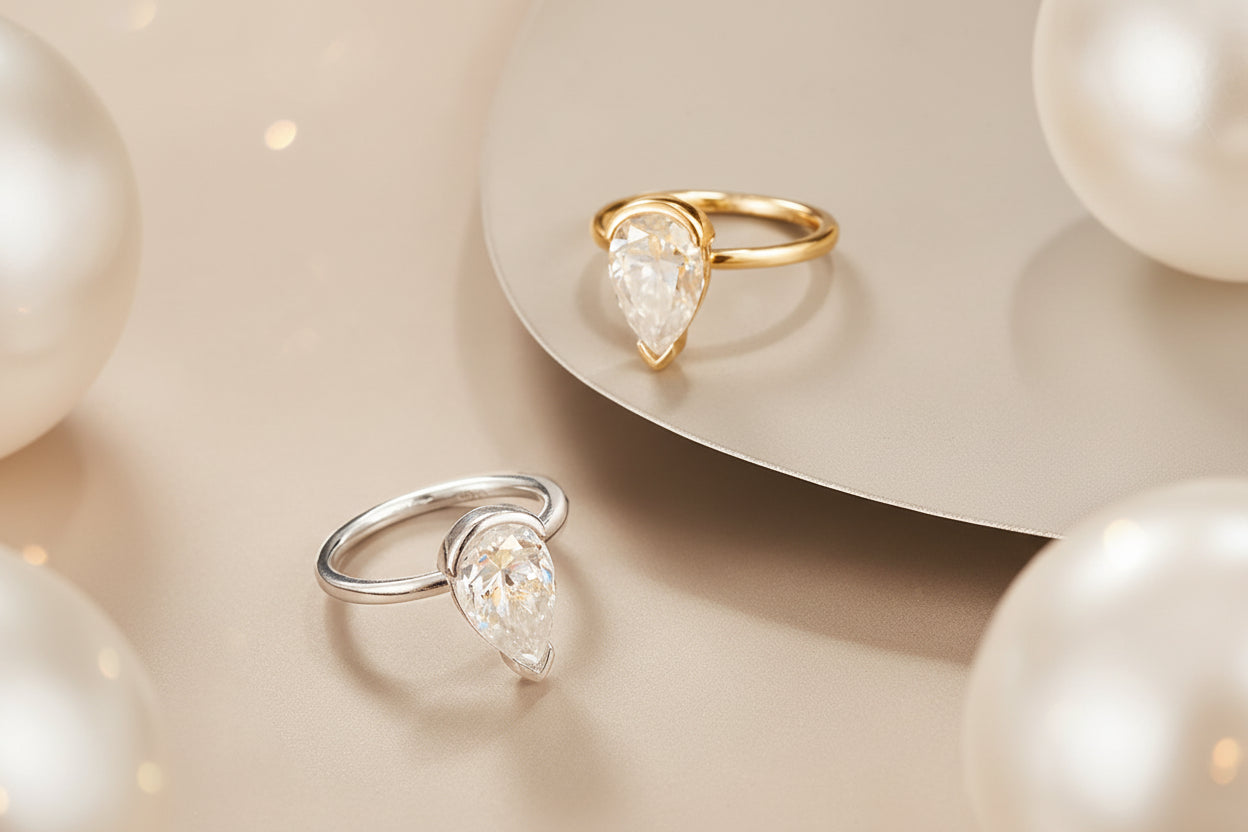 Pear‑Shaped 4ct Moissanite Ring.  Timeless Sparkle