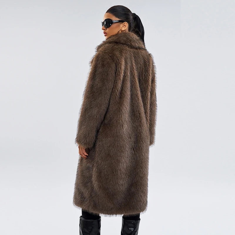 Casual Everyday Faux Fur Coat  Perfect for Layering  with Versatile Design