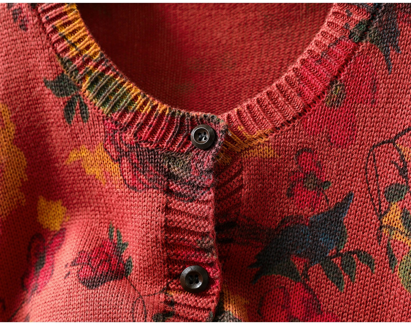 Knitted Floral Cardigan.  100% Cotton. Relaxed Fit. Perfect for layering.