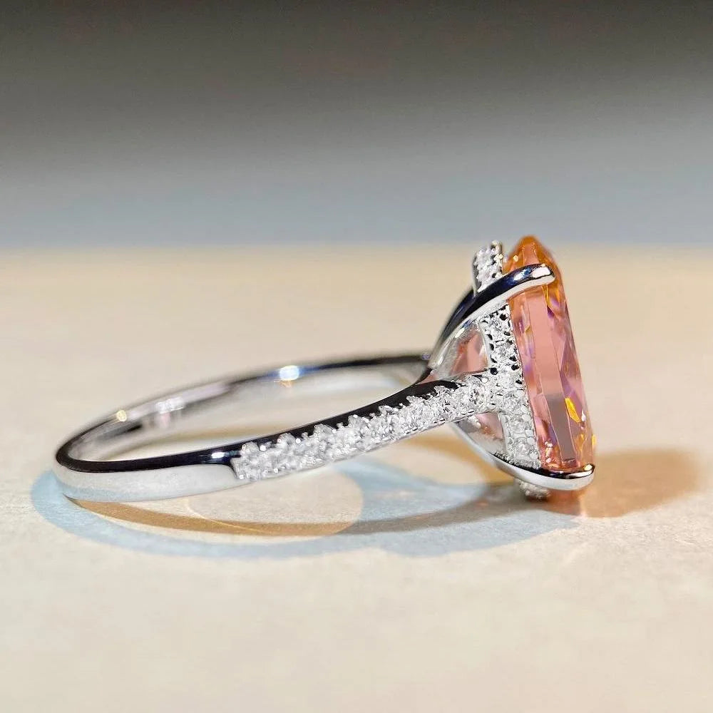 Exquisite 6 Carat Light Pink Moissanite Ring