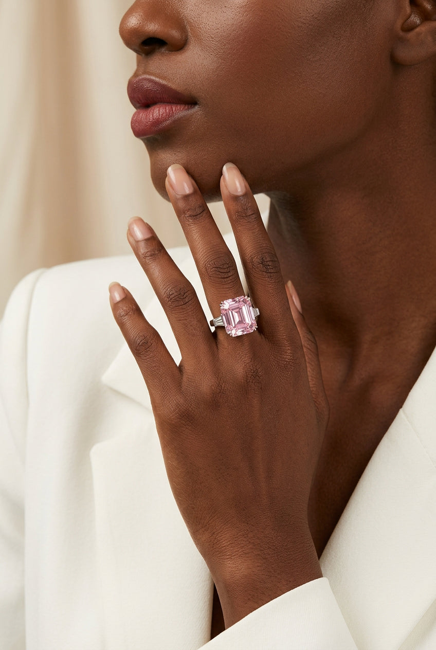 Radiant Pink Zirconia Statement Ring