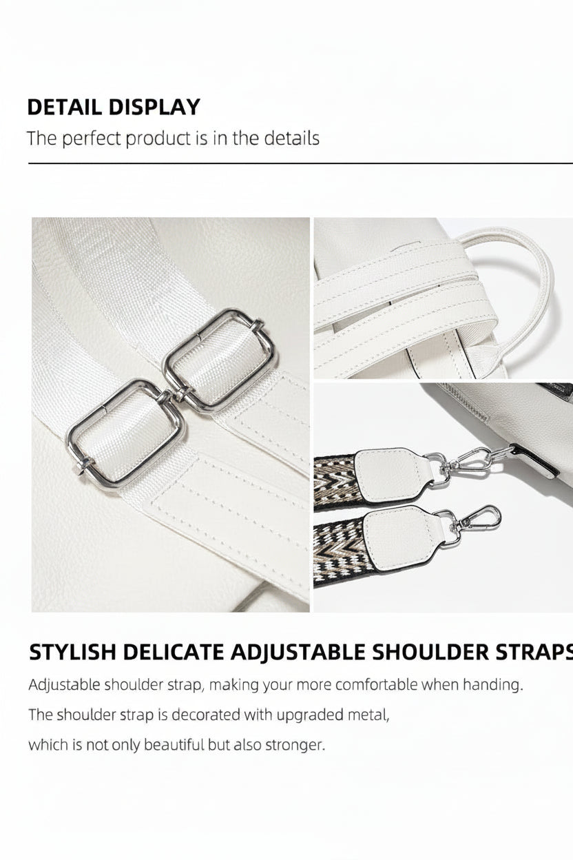 Handcrafted Leather Backpack.  Spacious.  Embroidered Strap.  Fashion Staple.