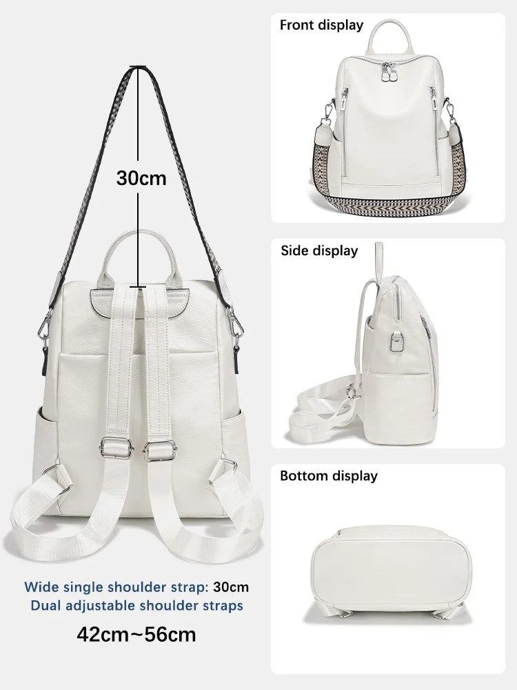 Handcrafted Leather Backpack.  Spacious.  Embroidered Strap.  Fashion Staple.