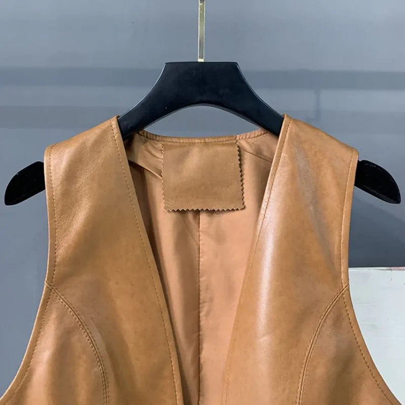 Handmade Ladies Genuine Leather Waistcoat, Vest.  A perfect modern and sophisticated layer