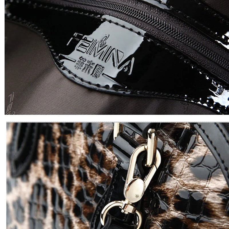 Designer Leopard Print Leather Tote Bag. Hard Outer Shell Giving a Polished Professional Look