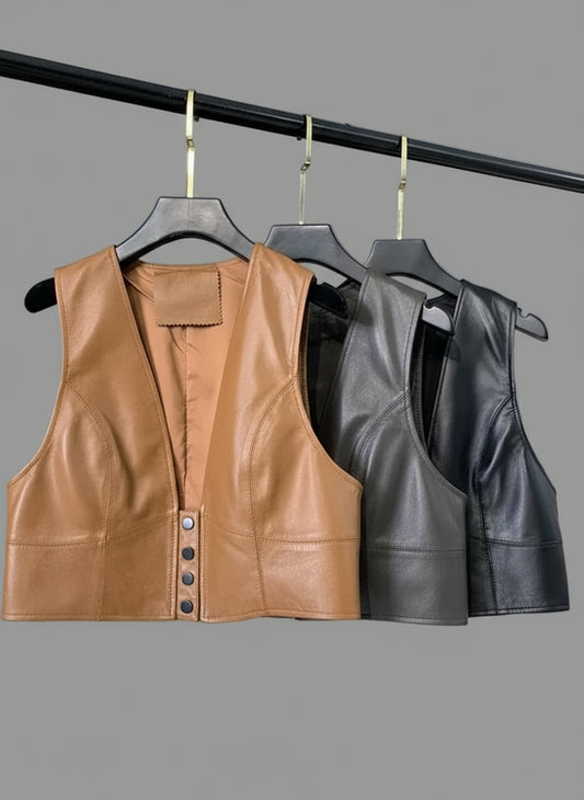 Handmade Ladies Genuine Leather Waistcoat, Vest.  A perfect modern and sophisticated layer