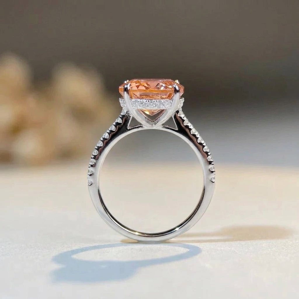 Exquisite 6 Carat Light Pink Moissanite Ring