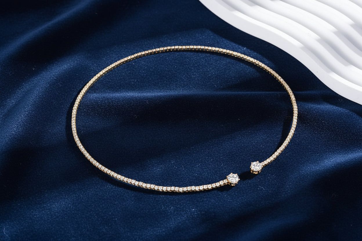 Moissanite Torque Choker Necklace — VVS1, D‑Color