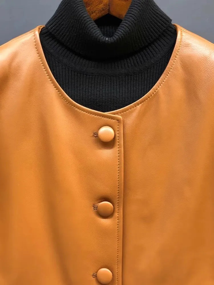 Ladies Plus Size Genuine Leather Short Jackets.