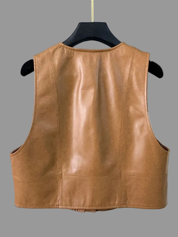 Handmade Ladies Genuine Leather Waistcoat, Vest.  A perfect modern and sophisticated layer