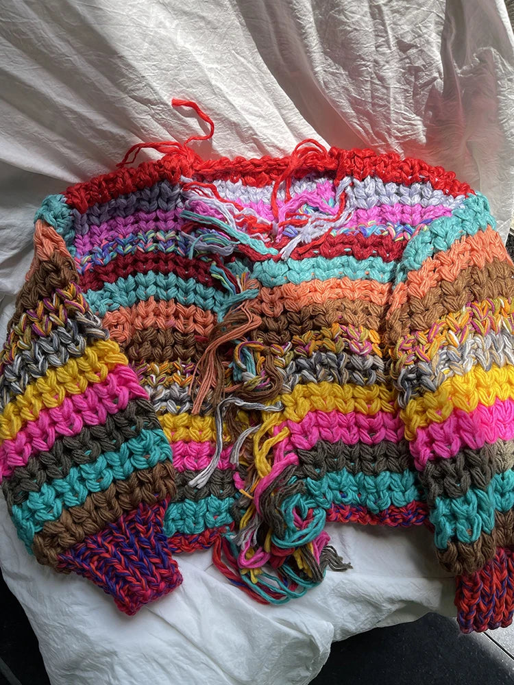 Rainbow Colored Eclectic Sweater.  Warm and Comfortable for the Colder Weather