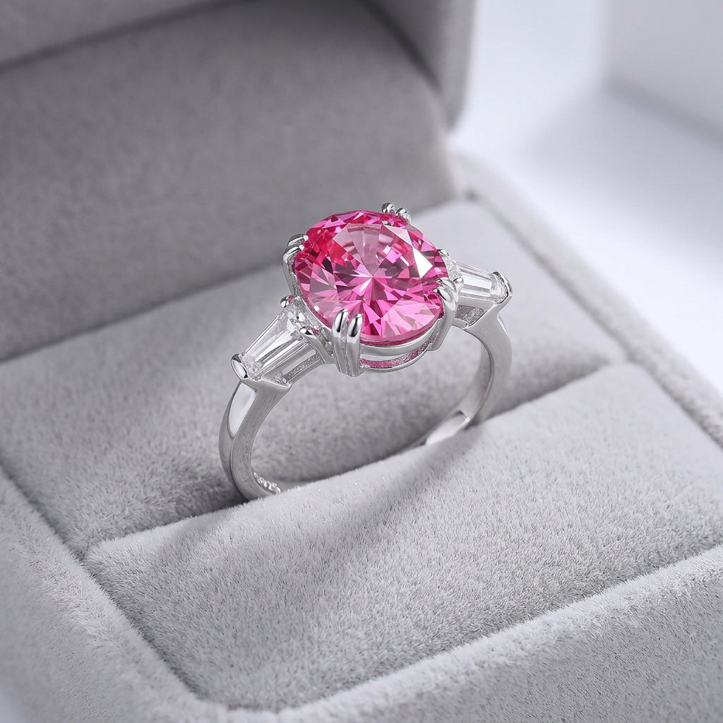 5 Carat Pink Moissanite Diamond Ring