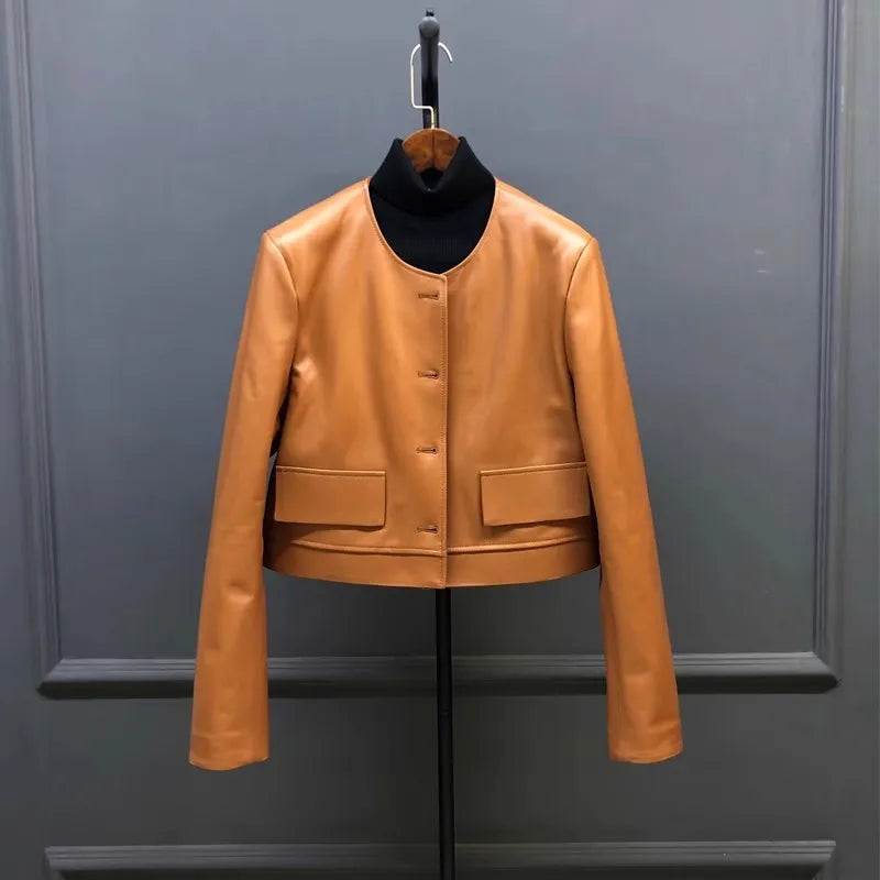 Ladies Plus Size Genuine Leather Short Jackets.