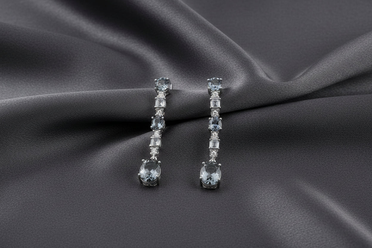 5ct of elegant mystic quartz blue drop earrings. Crafted to capture those special  moments