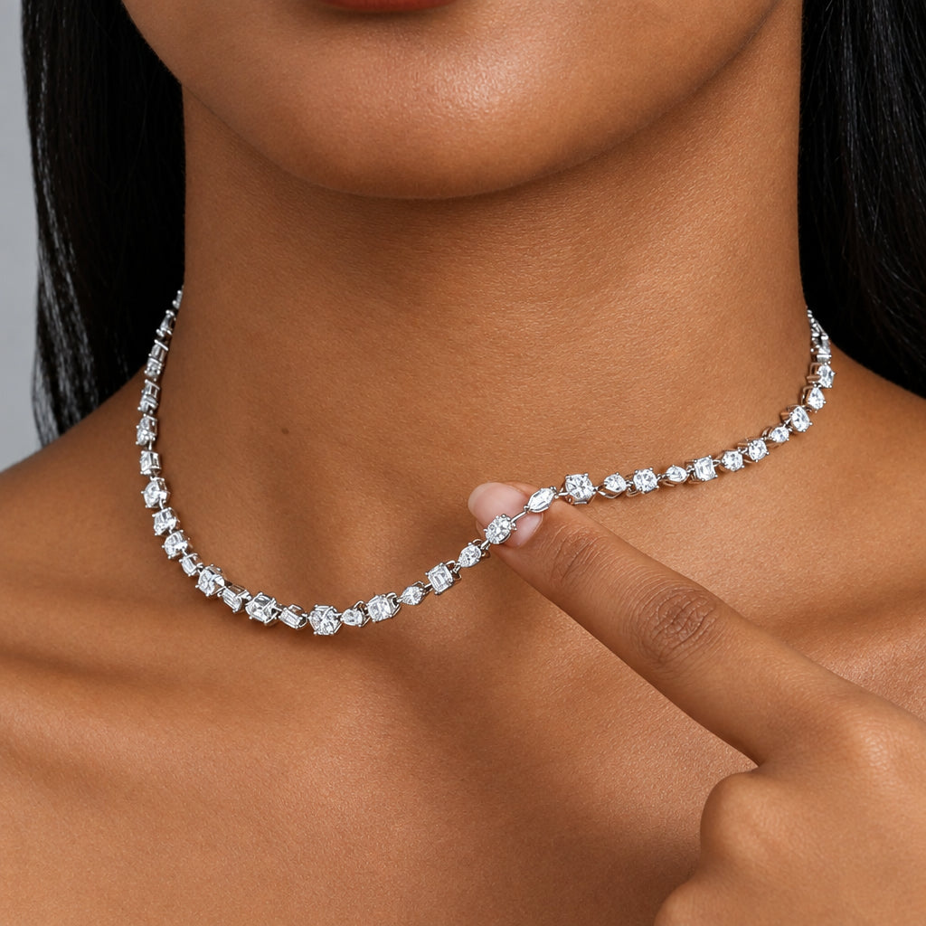 Dainty Three-Stone Moissanite Choker Necklace