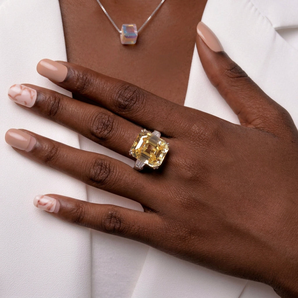 Radiant Yellow Zircon Statement Ring