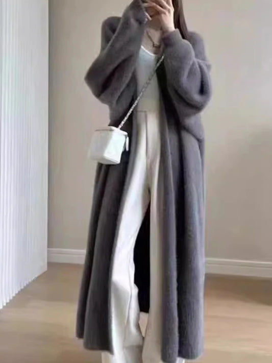 Lazy Relaxed Faux Mink Fleece Cardigan.  Soft with Long Sleeves Perfect for Layering