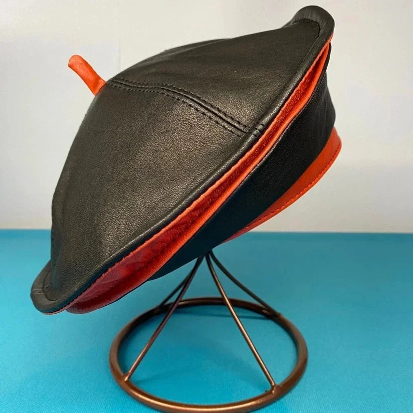 European Style Ladies Leather Beret   Elevate Your Style and Flair