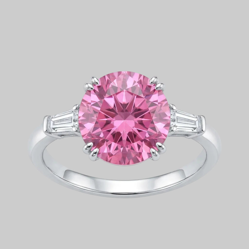 5 Carat Pink Moissanite Diamond Ring