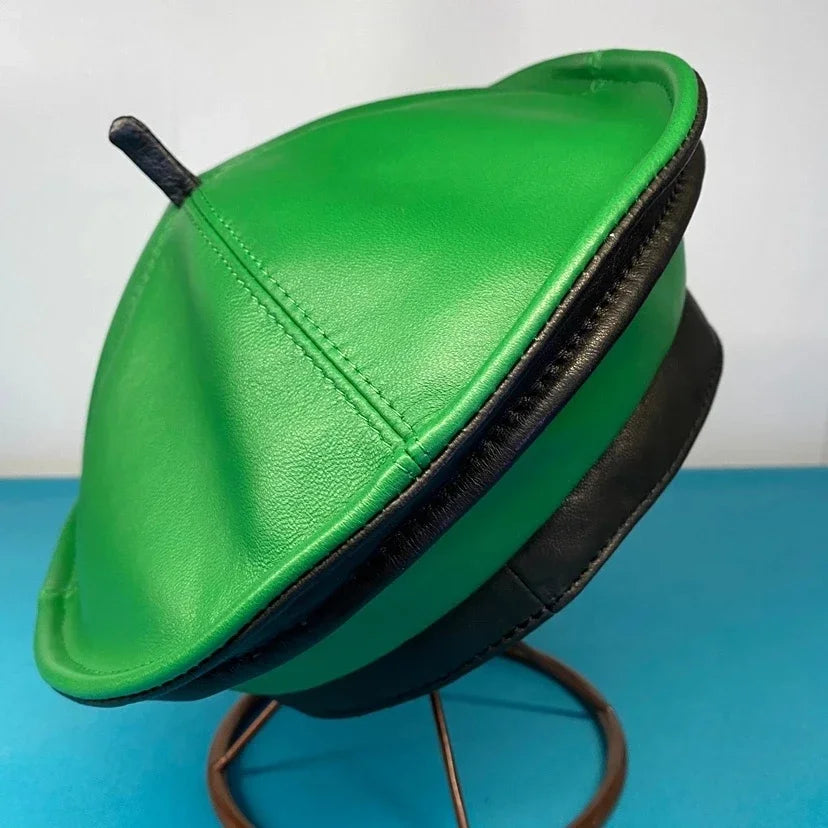 European Style Ladies Leather Beret   Elevate Your Style and Flair