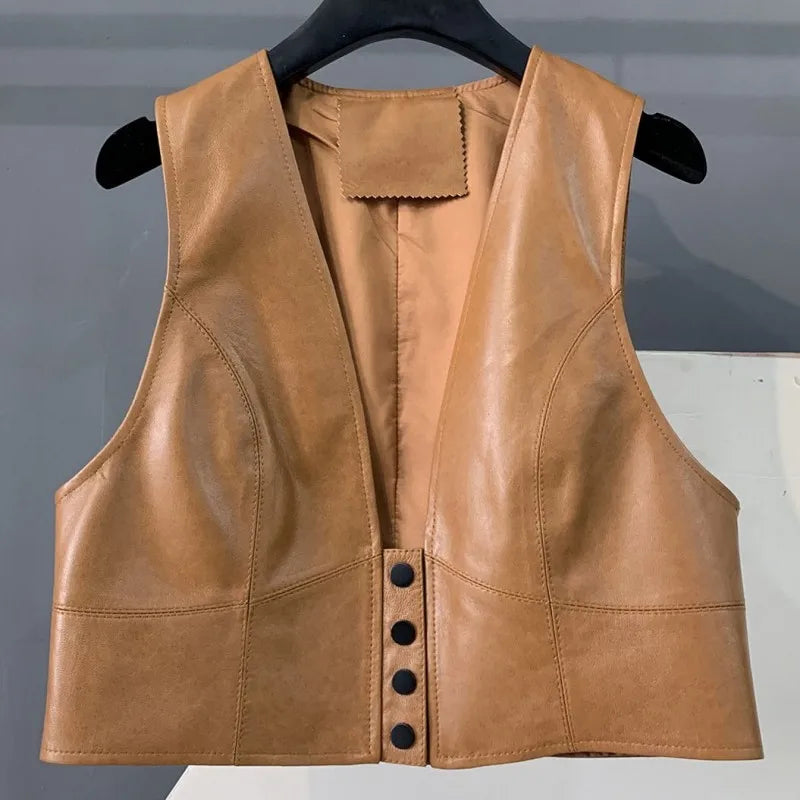 Handmade Ladies Genuine Leather Waistcoat, Vest.  A perfect modern and sophisticated layer (Copy)