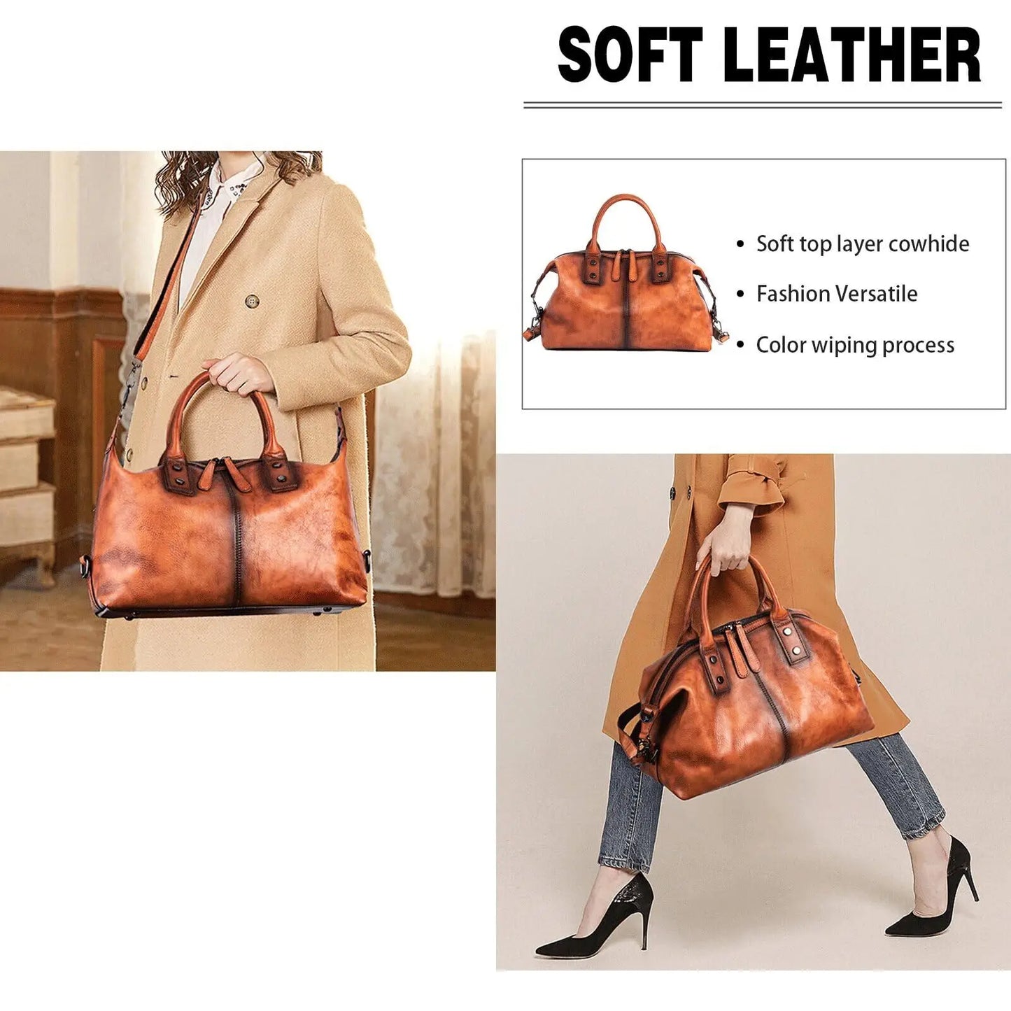 Genuine Leather Large Capacity Bag.  Suitable for all Seasons. Soft and Versatile