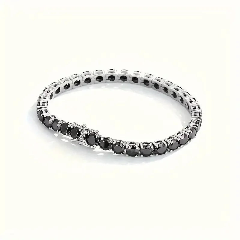 Black Moissanite Bracelet — 925 Sterling Silver