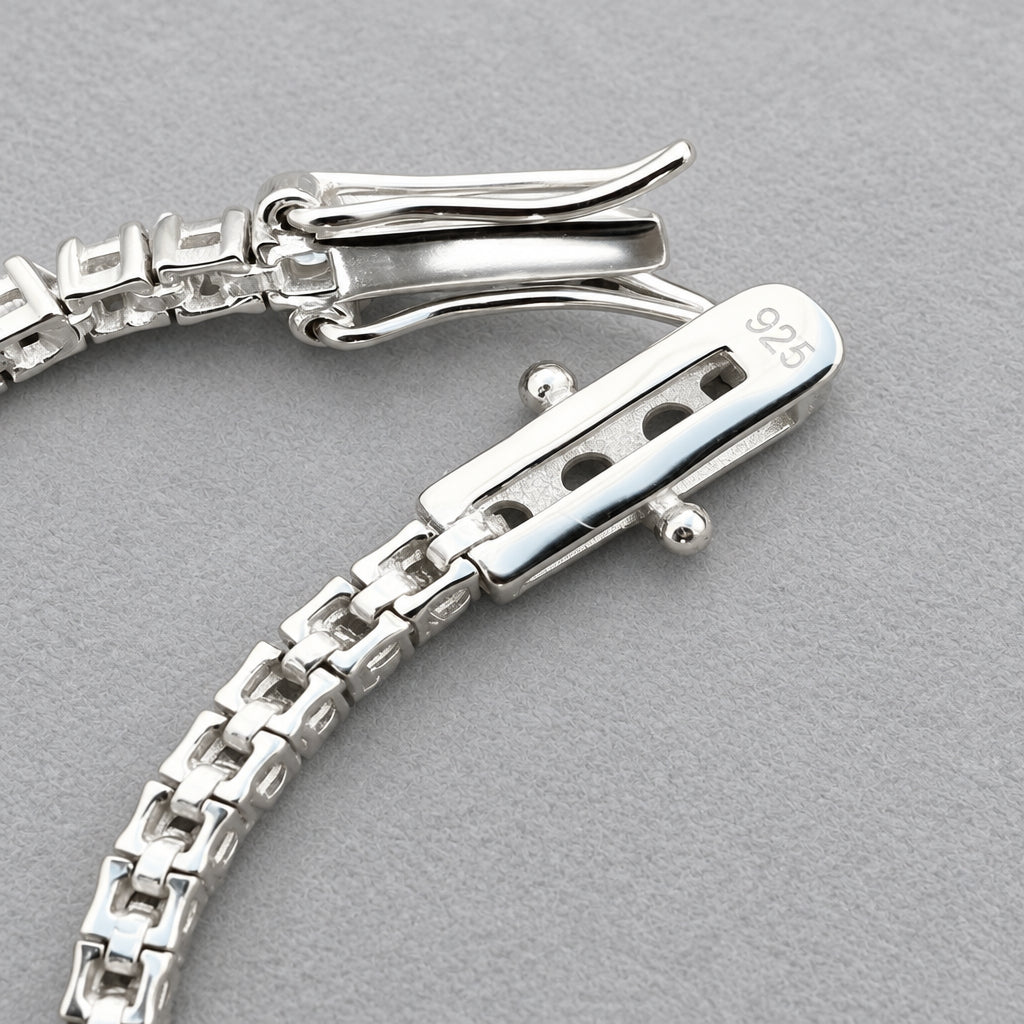 Minimalist 2mm Moissanite Tennis Bracelet Set in Sterling Silver with Excellent Clarity
