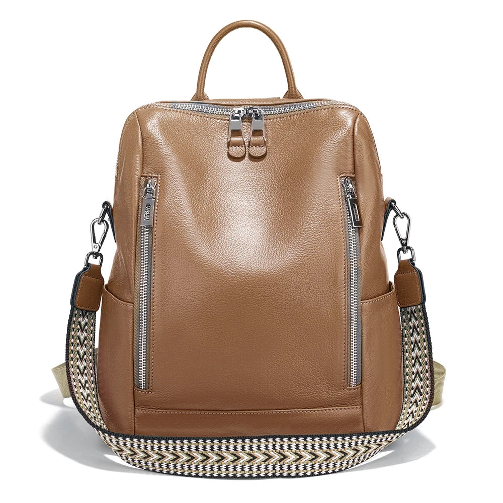Handcrafted Leather Backpack.  Spacious.  Embroidered Strap.  Fashion Staple.