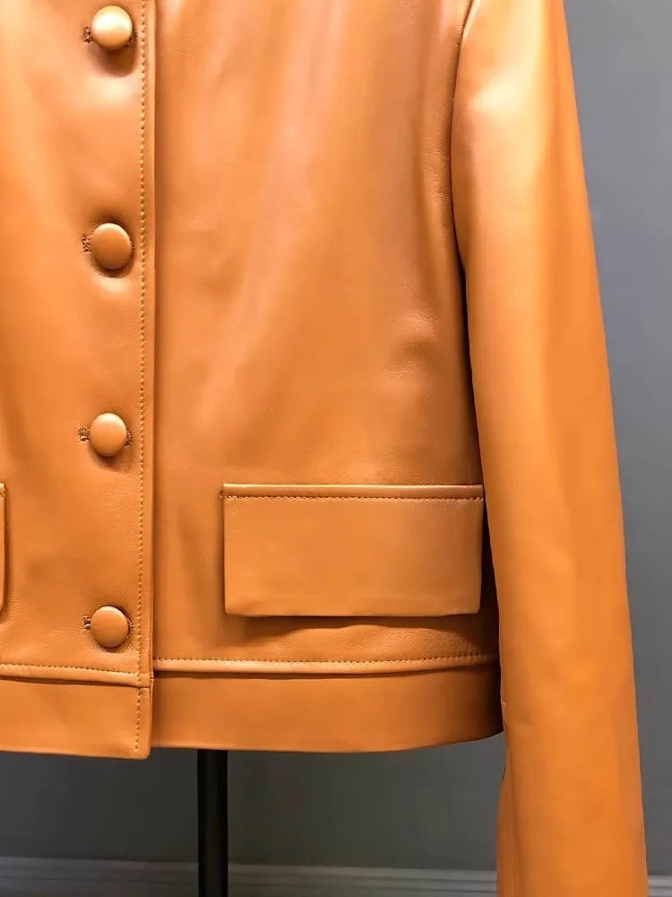 Ladies Plus Size Genuine Leather Short Jackets.