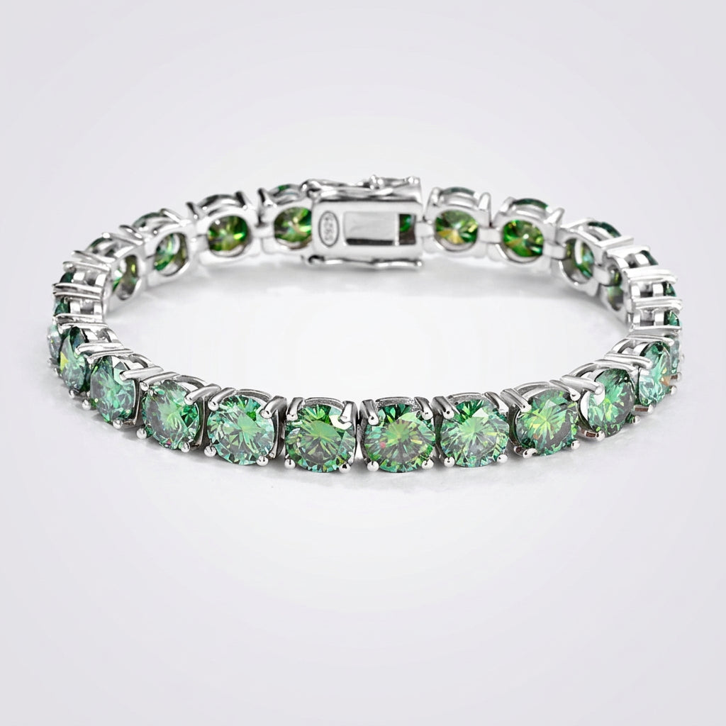 Exquisite Green Moissanite Diamond Tennis Bracelet
